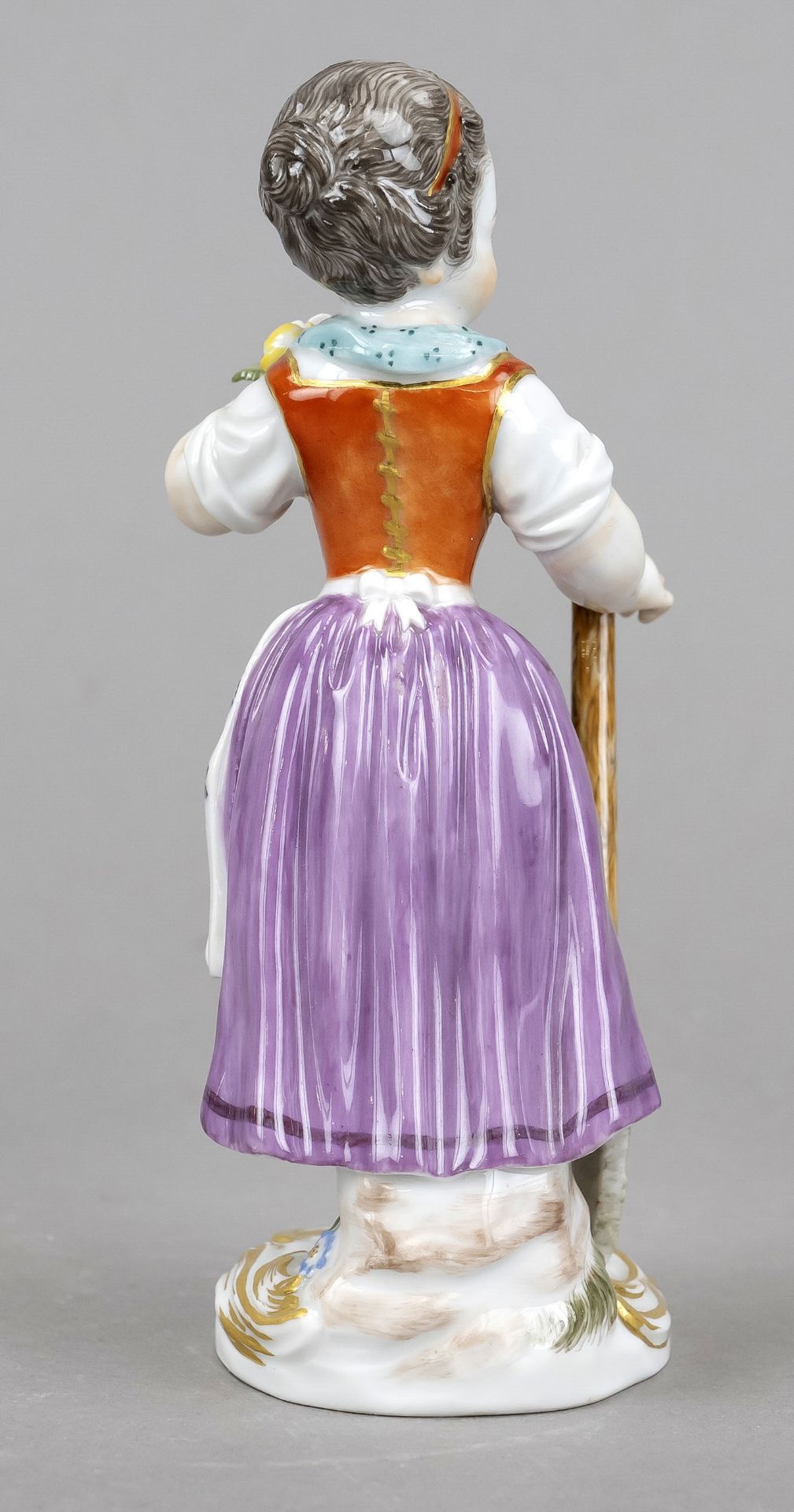 Gardener's Girl with a Basket of Flowers, Meissen, after 1973, 1st choice, designed by Johann - Image 2 of 2