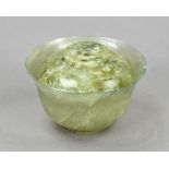 Jadeite lidded bowl, China, 19th/20th century, jade tea bowl with lid brought to translucency, d