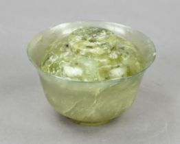 Jadeite lidded bowl, China, 19th/20th century, jade tea bowl with lid brought to translucency, d