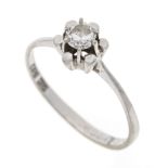 Diamond ring WG 585/000 with one brilliant-cut diamond 0.24 ct slightly tinted white/PI, RG 55, 1.