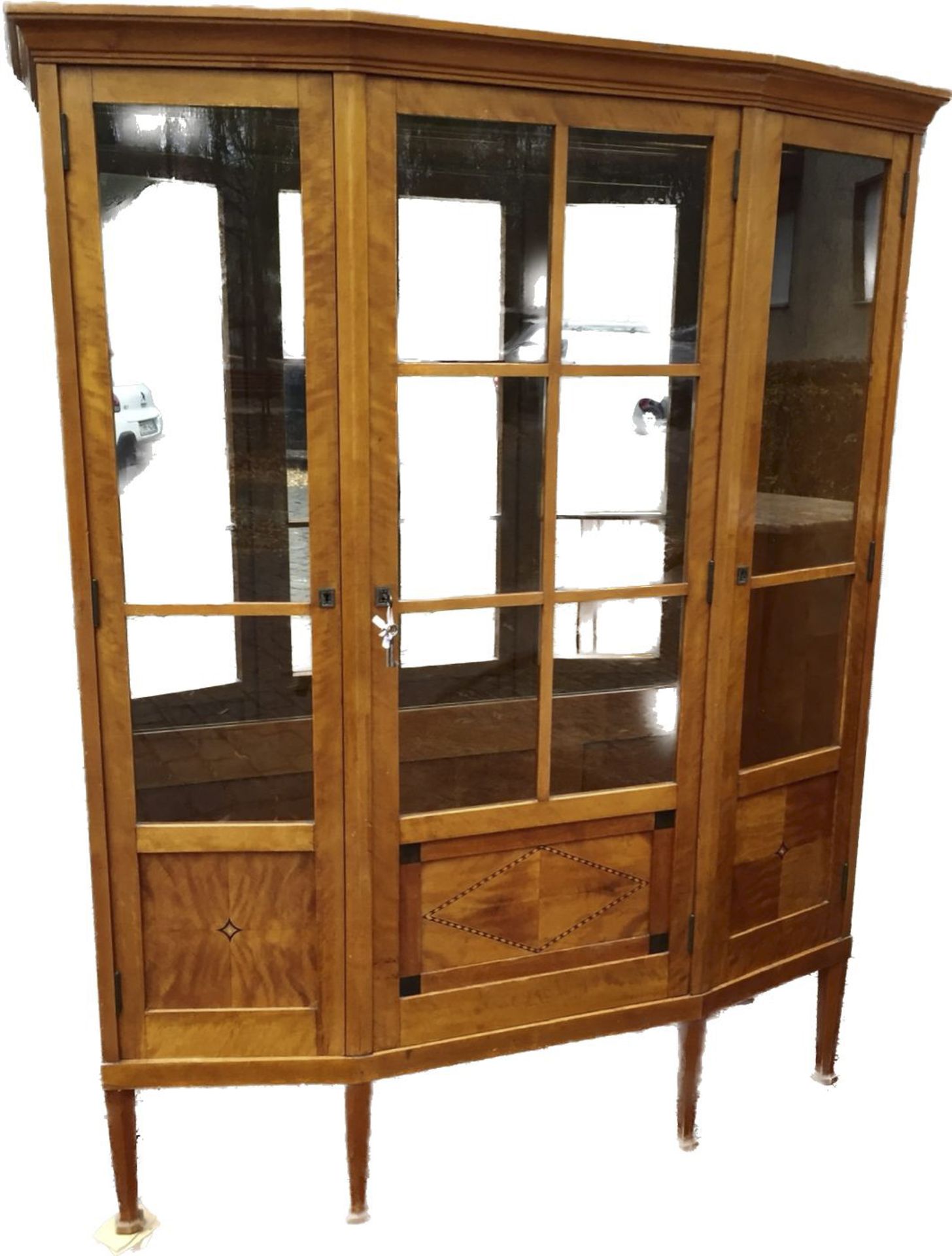 Glass cabinet in Biedermeier style around 1900/1910, mirrored back wall, 170 x 140 x 45 cm - The - Image 2 of 2