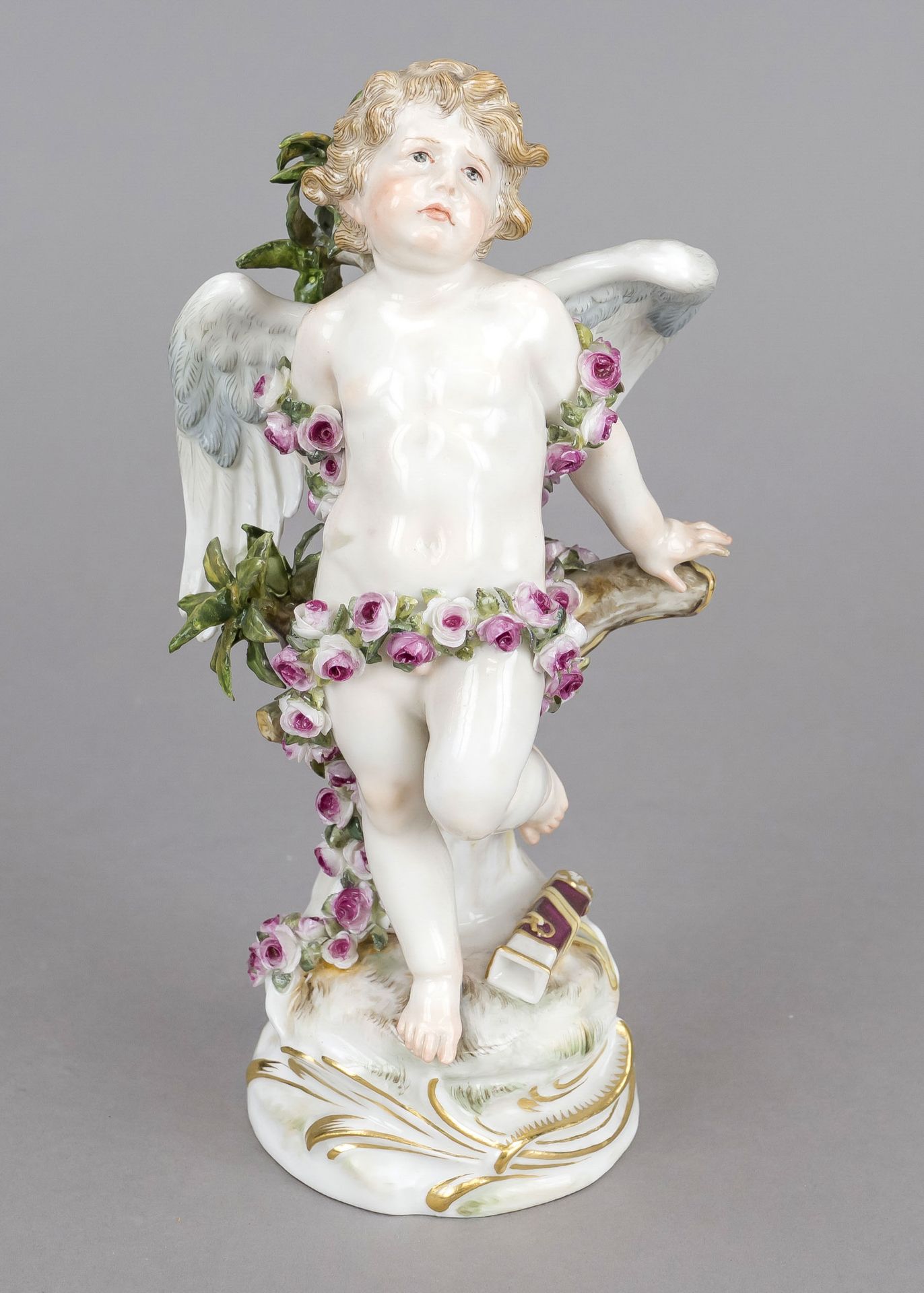 Bound Cupid, Meissen, Knauf Schwerter, mark 1850-1924, 1st choice, designed by Paul Helmig (1859