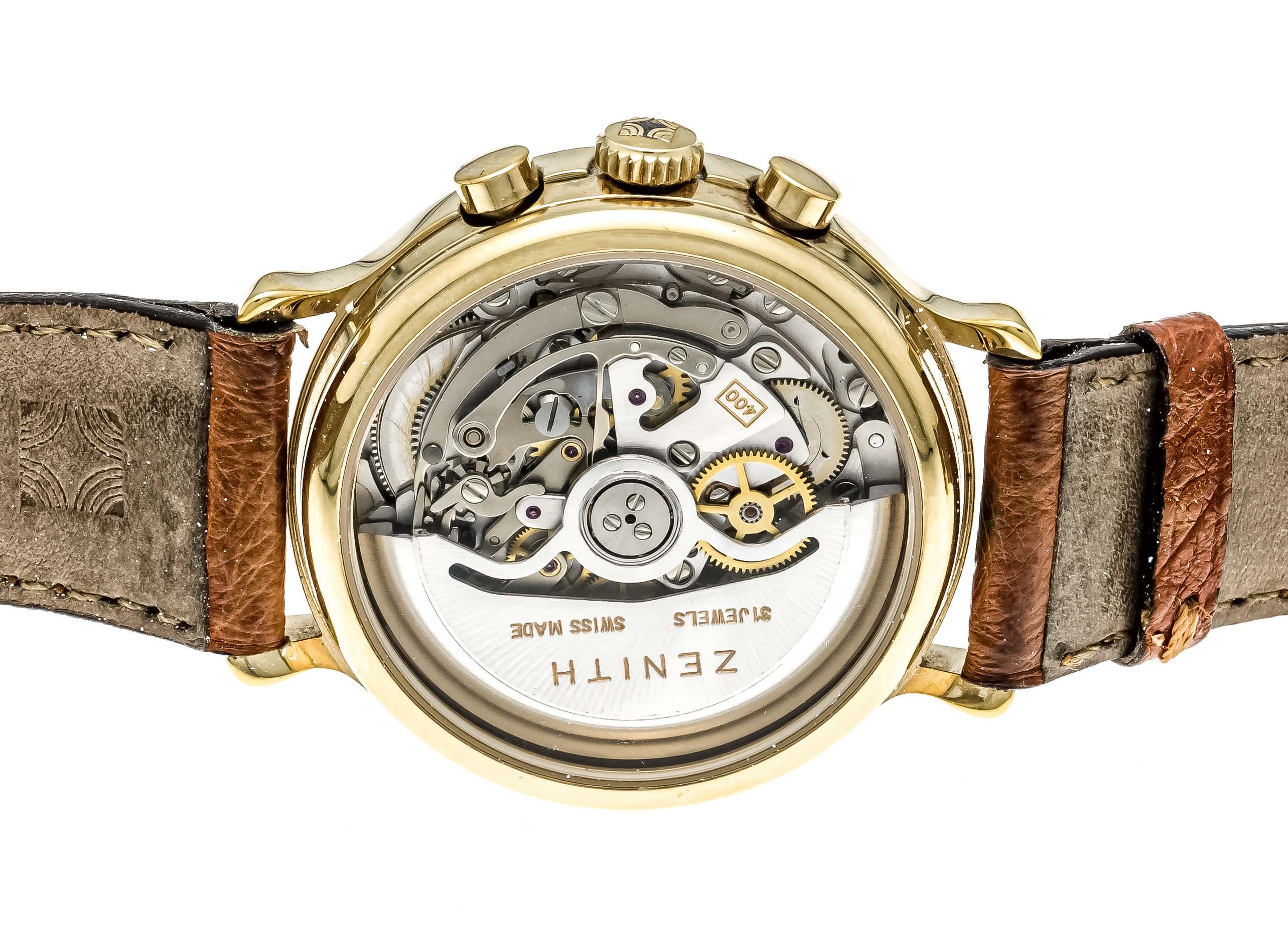 Zenith men's wristwatch, 20ym gold-plated, chronograph automatic, El-Primero movement, Ref. 20.0140. - Image 2 of 3