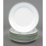 Seven small dessert plates, KPM Berlin, marks pre-1945, 2nd choice, Rhenish form, white with celadon