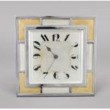 Art Deco table clock, bez'' Robert Anstaed Los Angeles made in france'', chrome-plated frame with