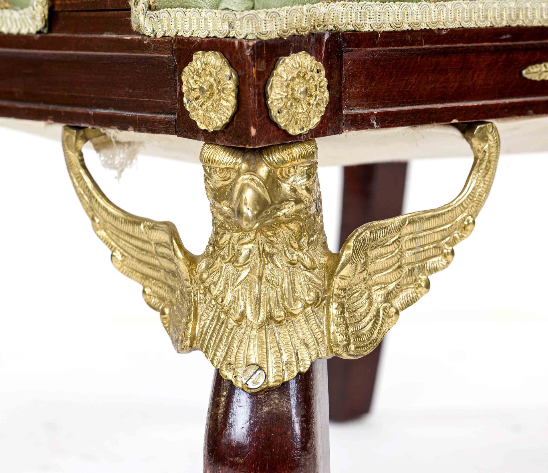 Empire-style armchair, 20th century, mahogany-stained beech wood with fully sculpted brass - Image 3 of 3