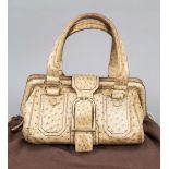 Celine, Vintage Autruche Ella Satchel Doctors Bag, cognac ostrich leather, gold-tone hardware,