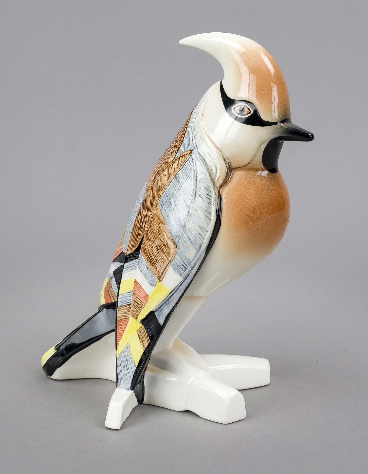 Plague bird / waxwing, Goebel, 1984, design Selim, signed below, ceramic, polychrome painted,