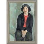 Unidentified Asian painter of the 2nd half of the 20th century, Portrait of a seated woman, oil on