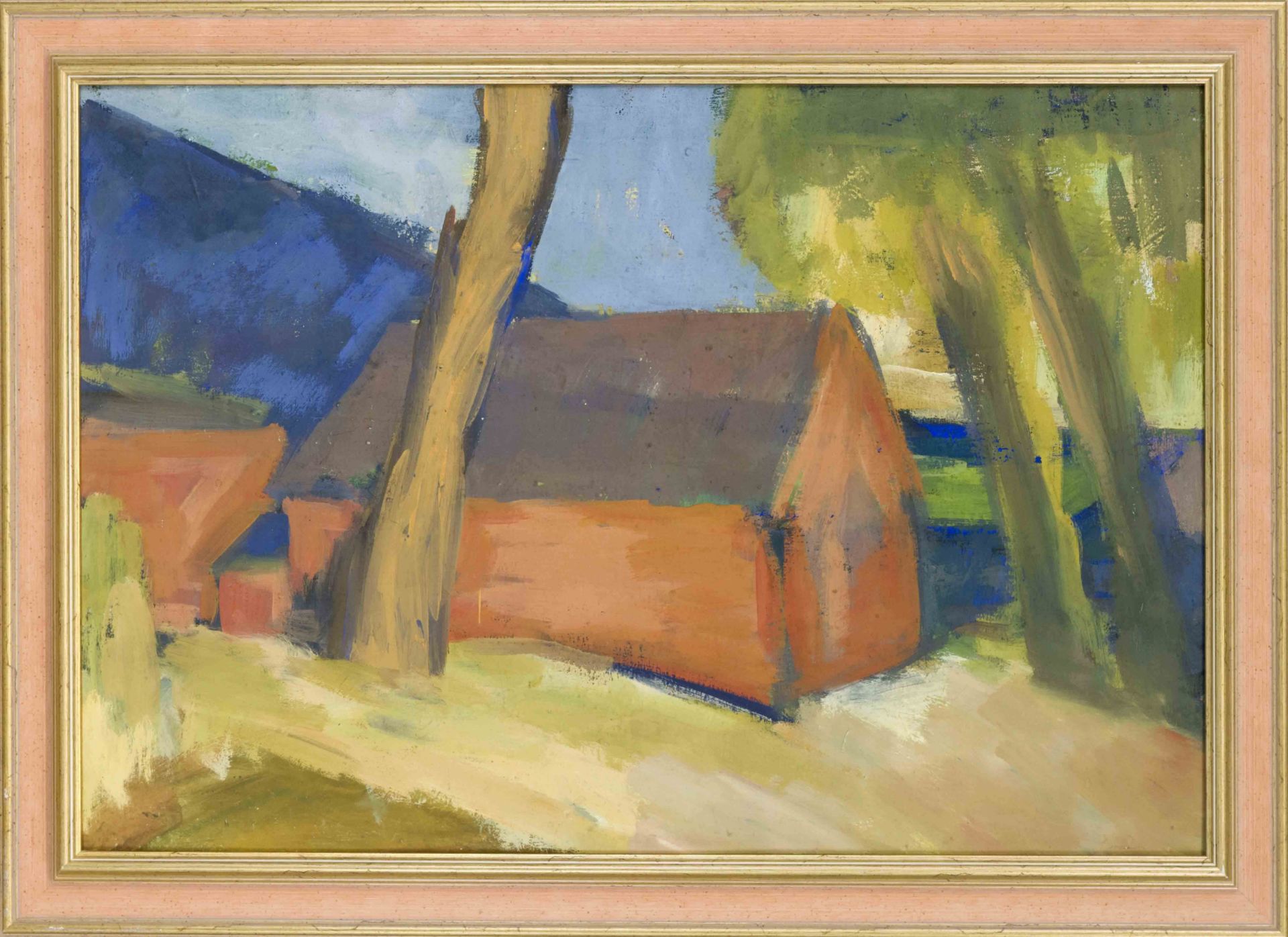 Anonymous painter of the 2nd half of the 20th century, Kate under Trees, oil on canvas on hardboard,