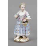 Gardener's Girl with Basket of Flowers, Meissen, 1850-1924, 1st choice, designed by Johann Joachim