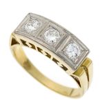 Riviére brilliant-cut diamond ring GG/WG 585/000 with 3 brilliant-cut diamonds, total 0.60 ct fine