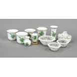 Mixed lot Herend, 11-piece, mark after 1967, Ozier shape, Apponyi decoration in green, ornamental