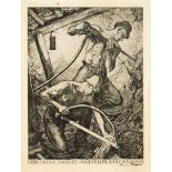 Mixed lot of 10 etchings by various artists, 1st half of the 20th century, on the subject of mining,
