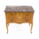 Classicist-style chest of drawers, 20th century, walnut and other precious woods veneered and