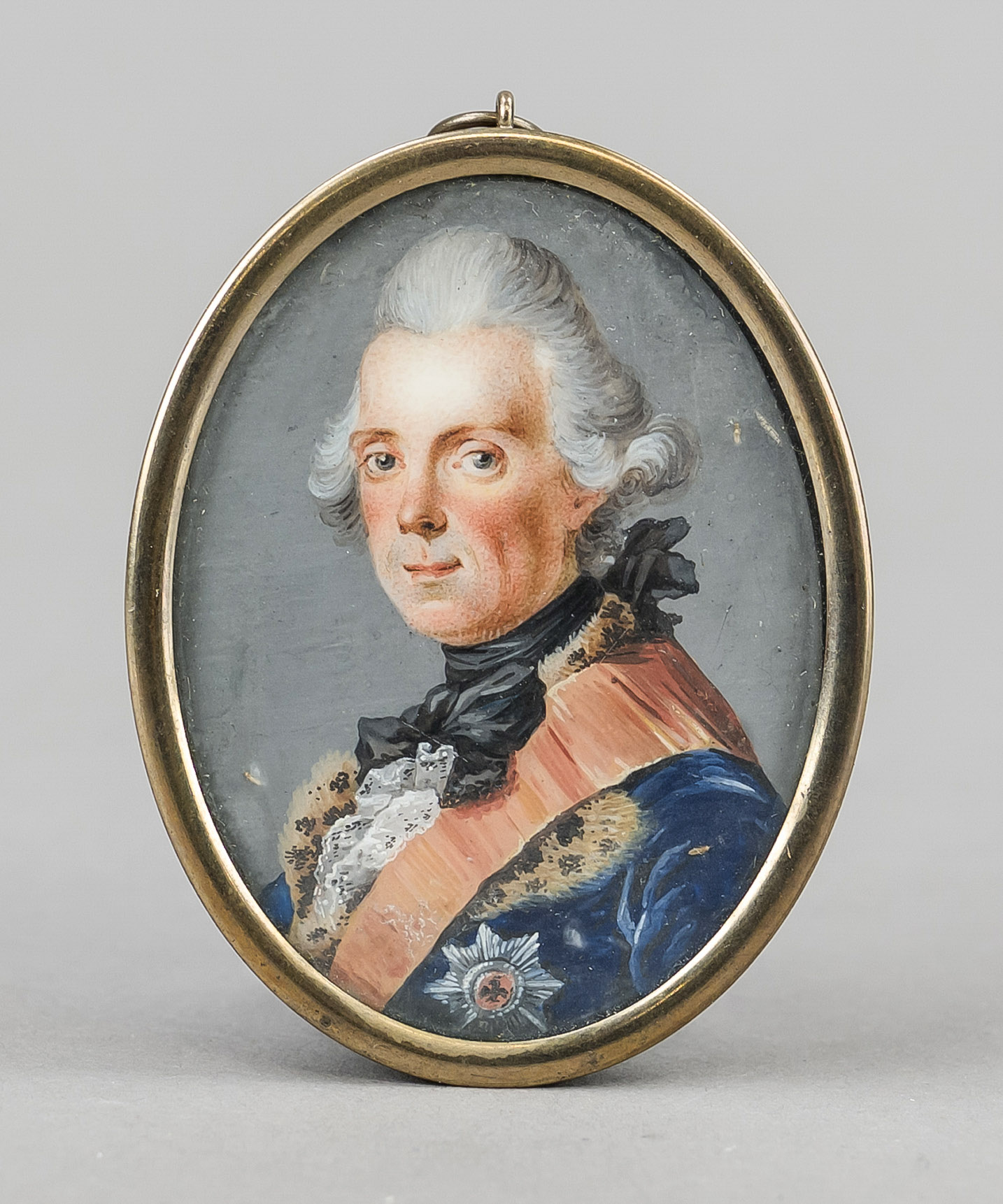 Miniature, late 18th century, polychrome tempera painting on bone plate, unopened, Prince Henry of