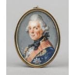 Miniature, late 18th century, polychrome tempera painting on bone plate, unopened, Prince Henry of