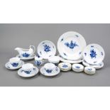 Mixed lot, 45-piece, Royal Copenhagen, Denmark, 20th century, Ozier form blue flower decoration,