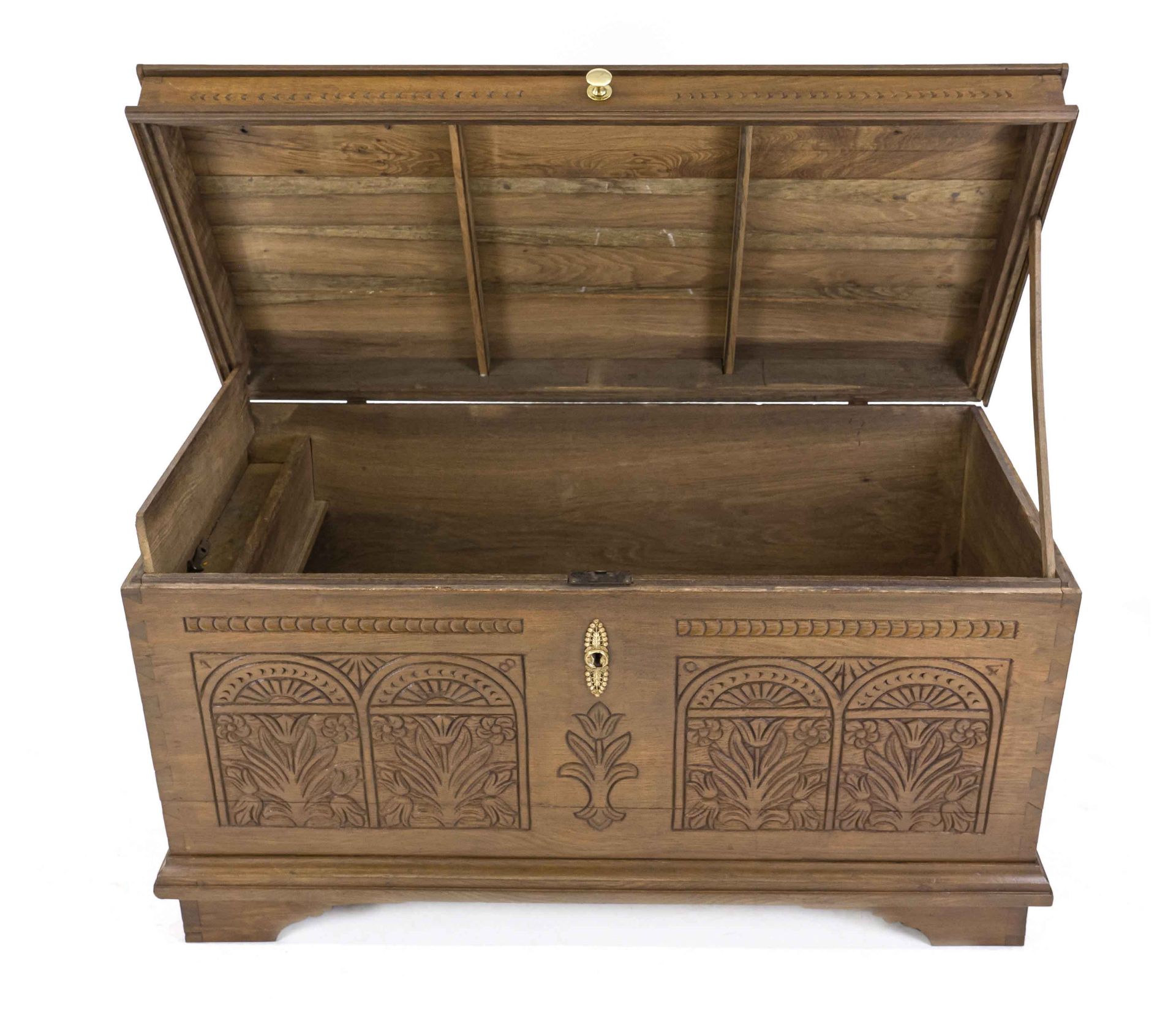 Biedermeier flat-lid chest, probably Ammerland, dated 1804, oak, restored, 72 x 130 x 65 cm - Image 2 of 2