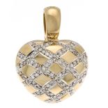 Caren Peleger brilliant-cut diamond heart clip pendant GG/WG 585/000 with 83 brilliant-cut diamonds,