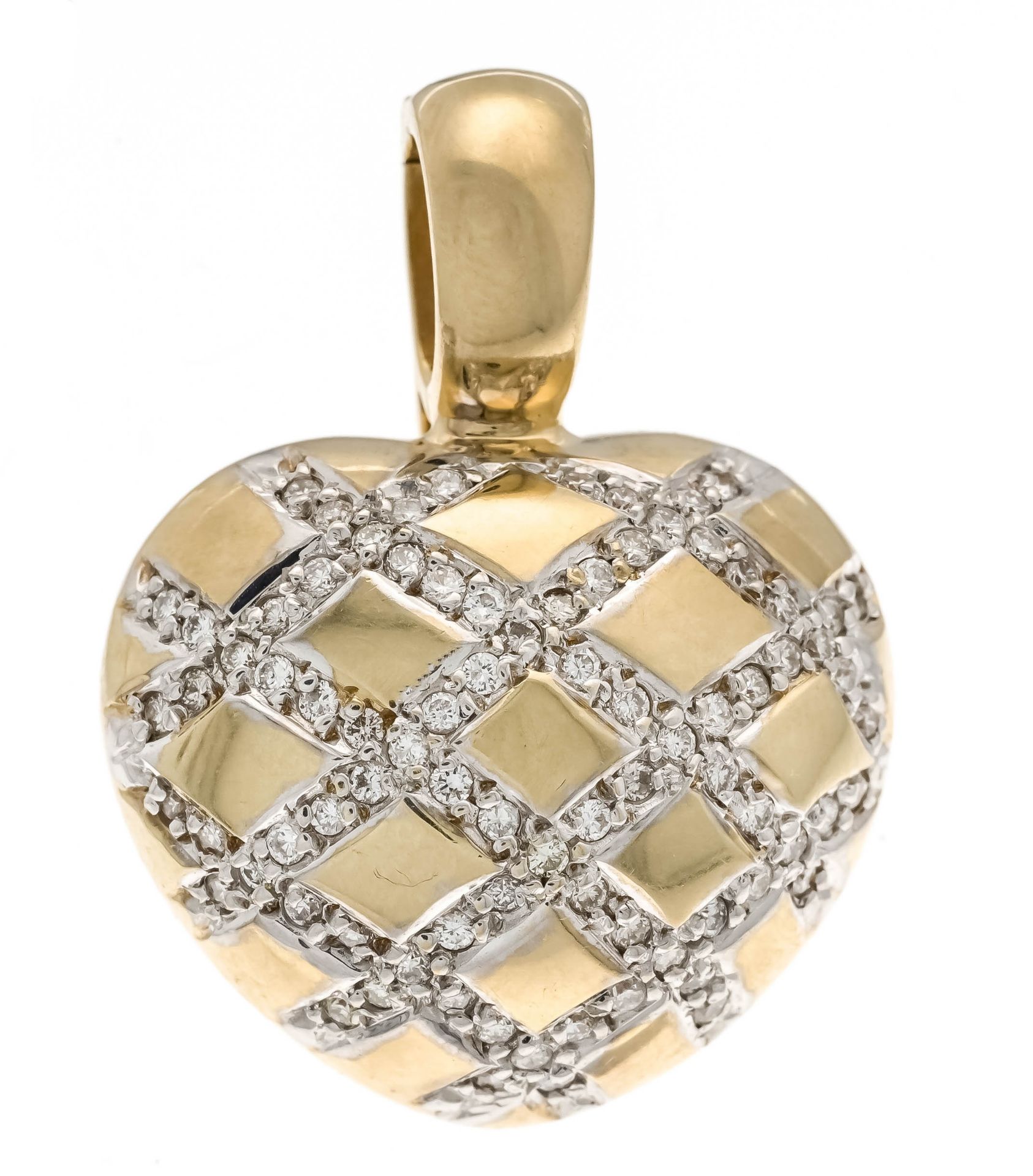 Caren Peleger brilliant-cut diamond heart clip pendant GG/WG 585/000 with 83 brilliant-cut diamonds,