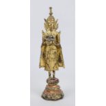 Buddha Rattanakosin, Thailand 19th century, bronze with gold lacquer. Standing on a multi-tiered