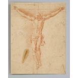 Unknown 17th/18th century draughtsman, design for the depiction of Christ on the cross, red chalk on