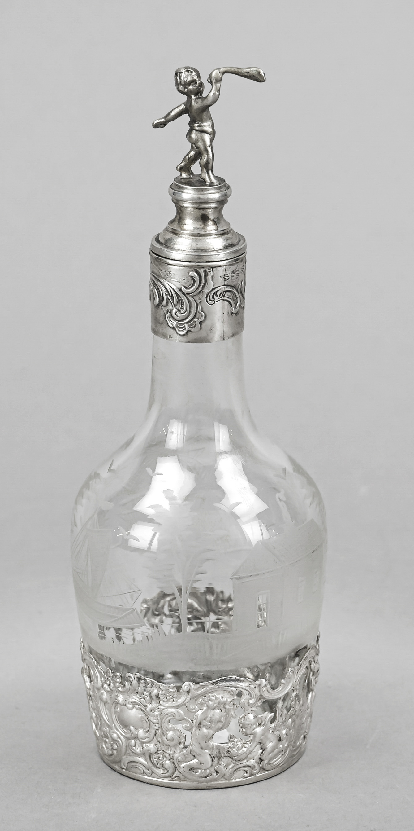 Flacon with silver mounting, German, 20th century, maker's mark J. D. Schleissner & Söhne, Hanau,