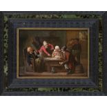 Monogrammist RB, 19th century, tavern scene with a cardsharper in the tradition of Dutch genre