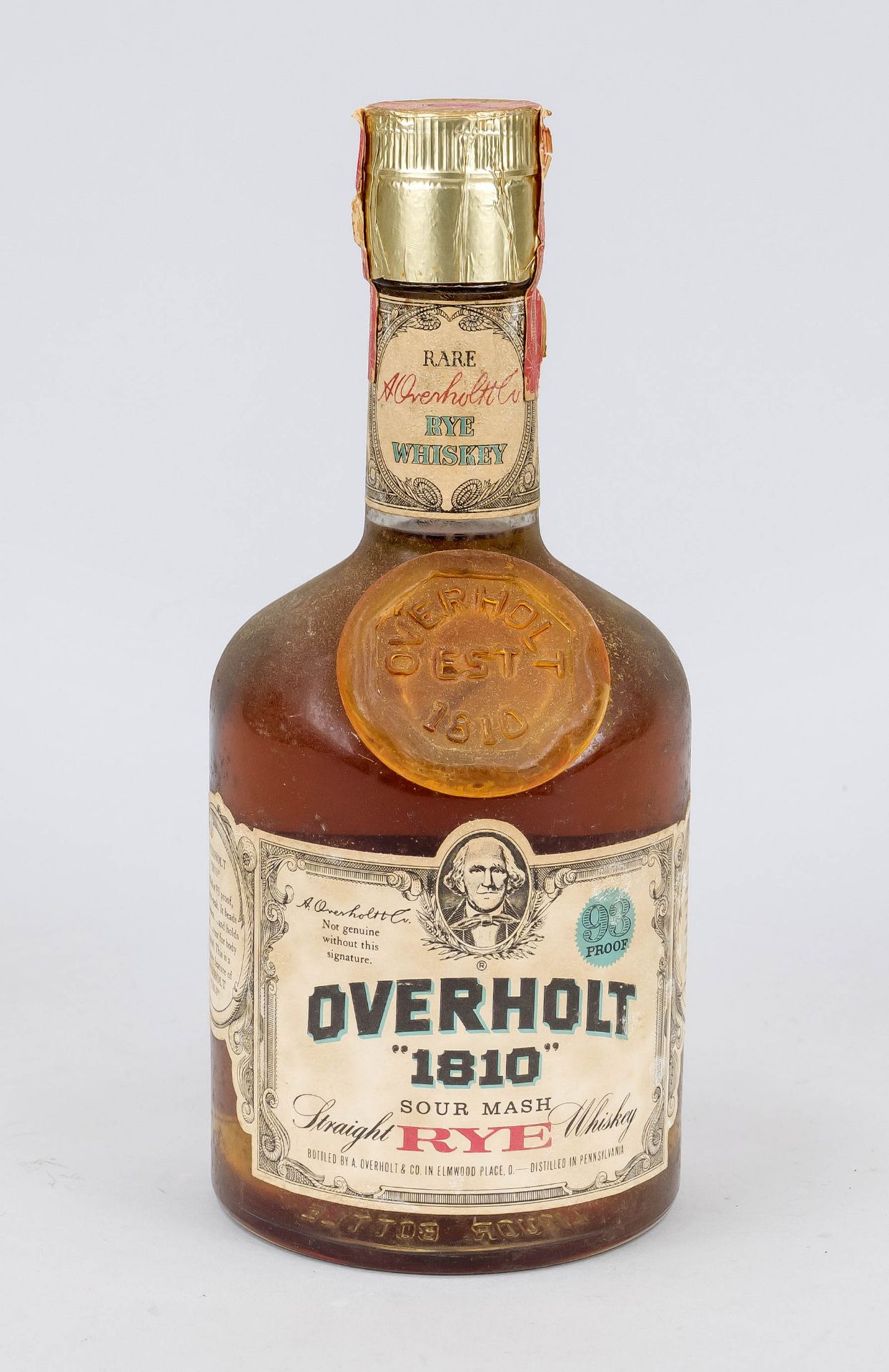 Flasche Wiskey Overholt, ca. 19