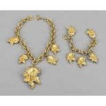 Leonard Paris, costume jewelry set, consisting of a bracelet and a matching necklace, heavy gold-