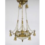 Large ceiling lamp, late 19th century. Large, ornamented wreath with palmettes and remnants of
