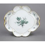 Tray, Meissen, mark 1957-72, deputation, curved form with handles on the sides, floral painting in