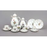 Breakfast service for two, 12-piece, Nymphenburg, mark 1925-75, Ozier model, with polychrome