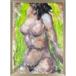 Monogrammist F.G., 20th century, female nude, oil on cardboard, monogrammed and dated 56 (?) lower