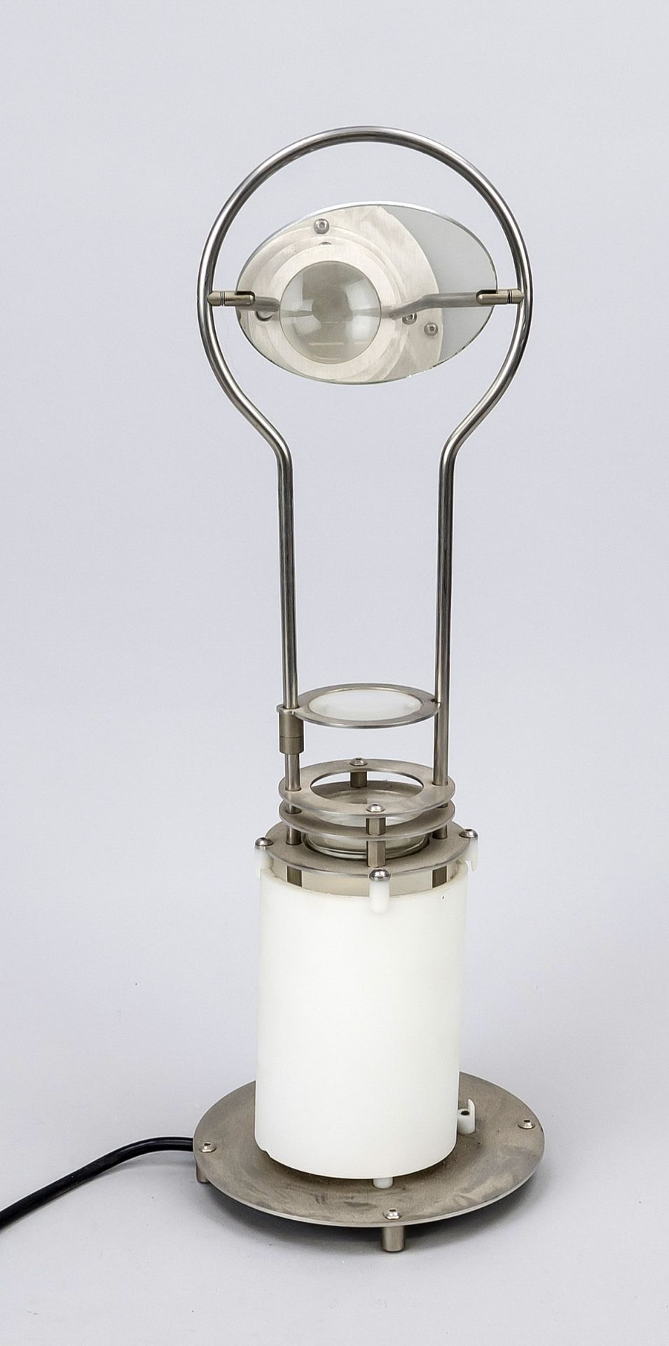 Design table lamp Projection lamp, ca 1990s, design Bernard Bouchet. Chrome frame with glass