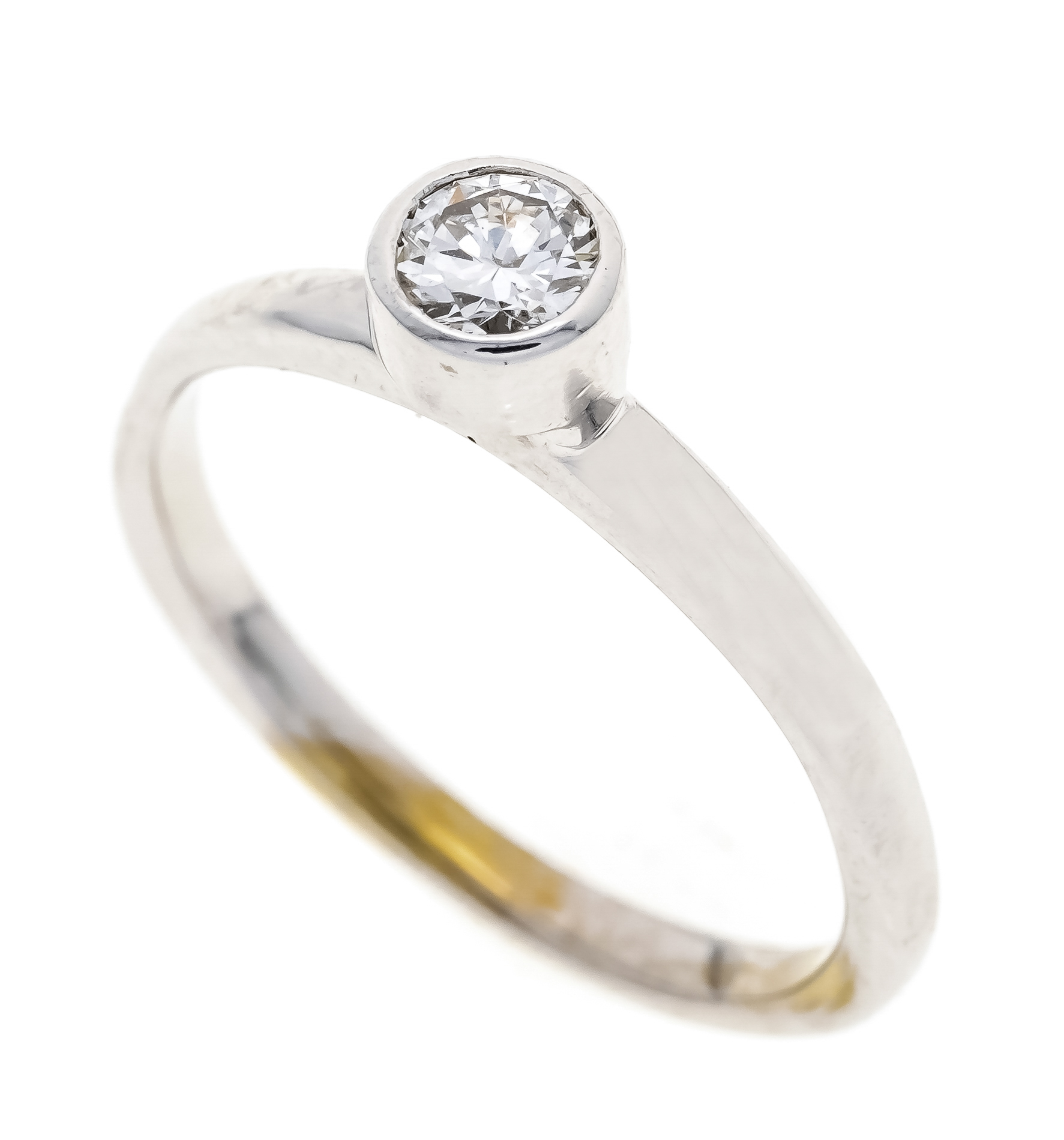 Diamond ring WG 585/000 with one brilliant-cut diamond 0.25 ct W/VS-SI, RG 51, 2.4 g
