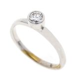 Diamond ring WG 585/000 with one brilliant-cut diamond 0.25 ct W/VS-SI, RG 51, 2.4 g