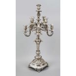 A large nine-flame Historicist table chandelier, German, late 19th century, maker's mark Sy &