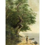 Anonymous Landscape Painter 2nd half 19th century, Lonely Wanderer on a Wooded Bank, oil on