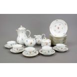 Breakfast service for 12 persons, 42-piece, Meissen, 20th century, new cut-out shape, polychrome