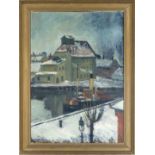 Franz Eberlin, 1st half 20th century, Industrial harbor, oil on canvas, signed and dated (19)40
