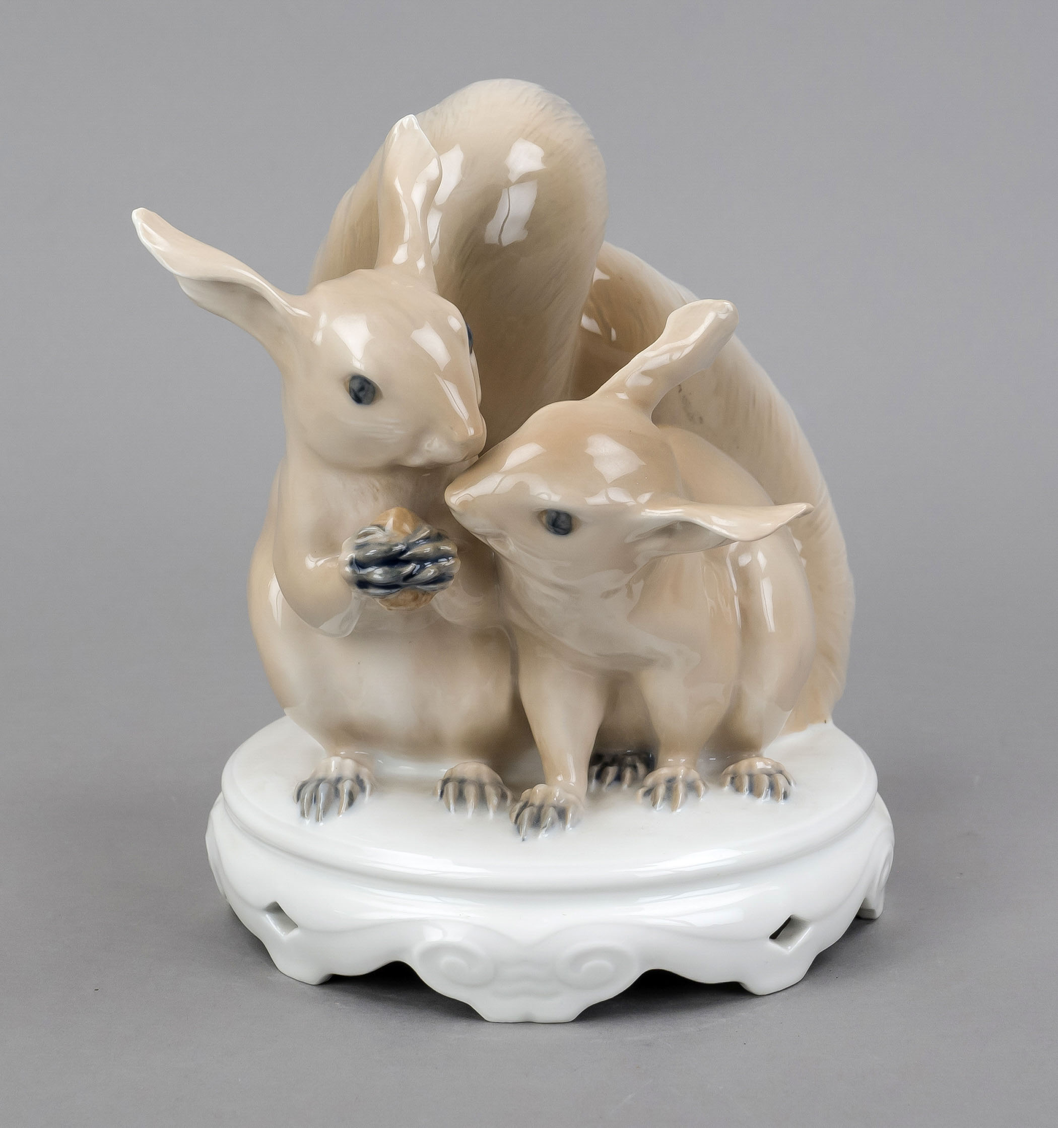 Art Nouveau group 'Squirrel couple', Royal Copenhagen, Denmark, 20th century, designed by