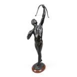 Joseph Johannes Uphues (1850-1911), archer, patinated bronze on an oval plinth, signed, stamp of the