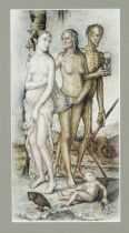Hans Baldung Grien (1485-1545), copy after, ''The Three Ages and Death'', watercolor on paper,