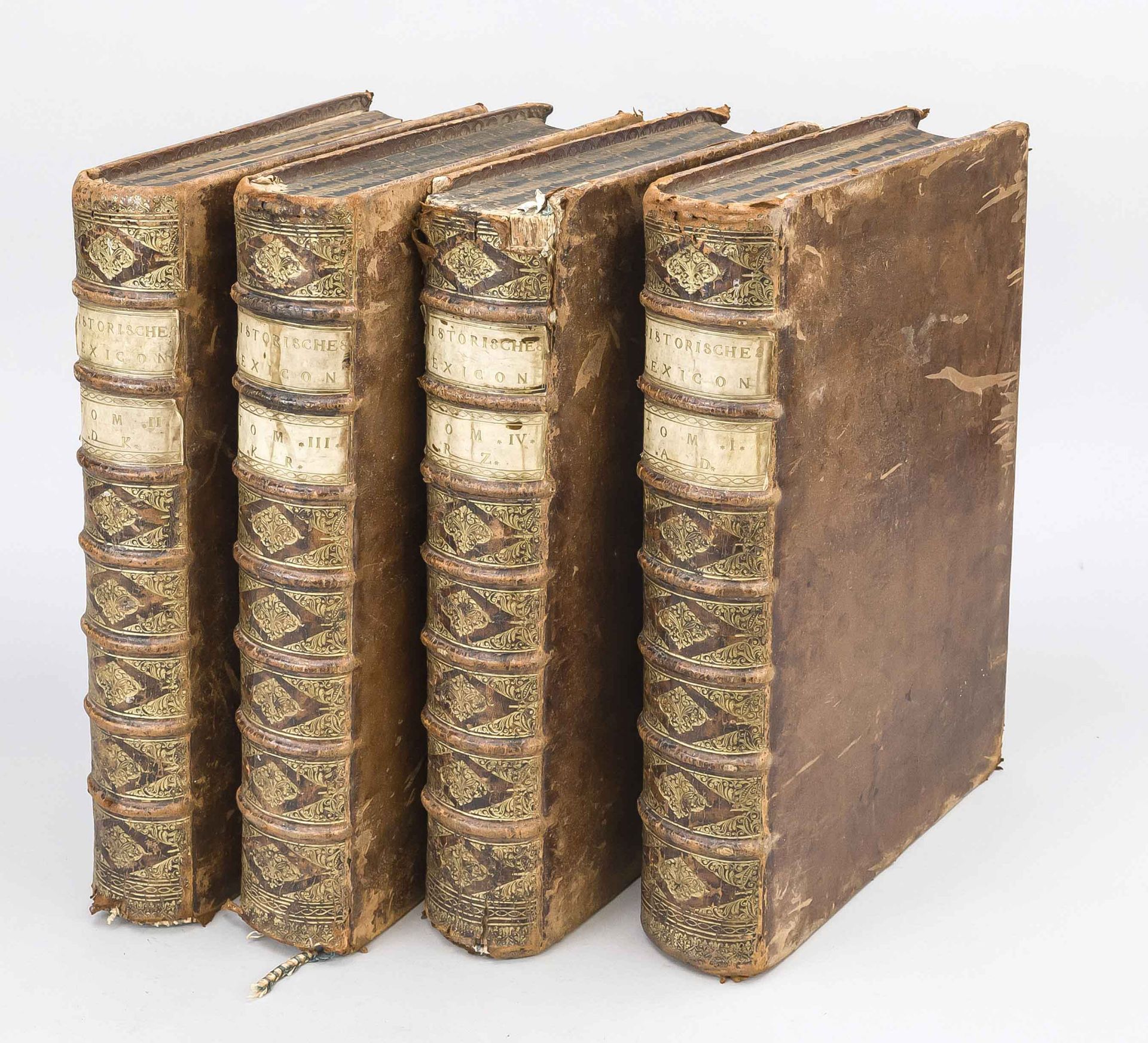 Lexicon 4 volumes by J.F. Buddeus (Budden) from 1722, title ''Allgemeines Historisches Lexicon, in