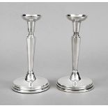 Pair of candlesticks, German, 20th century, maker's mark Robbe & Berking, Flensburg, sterling silver