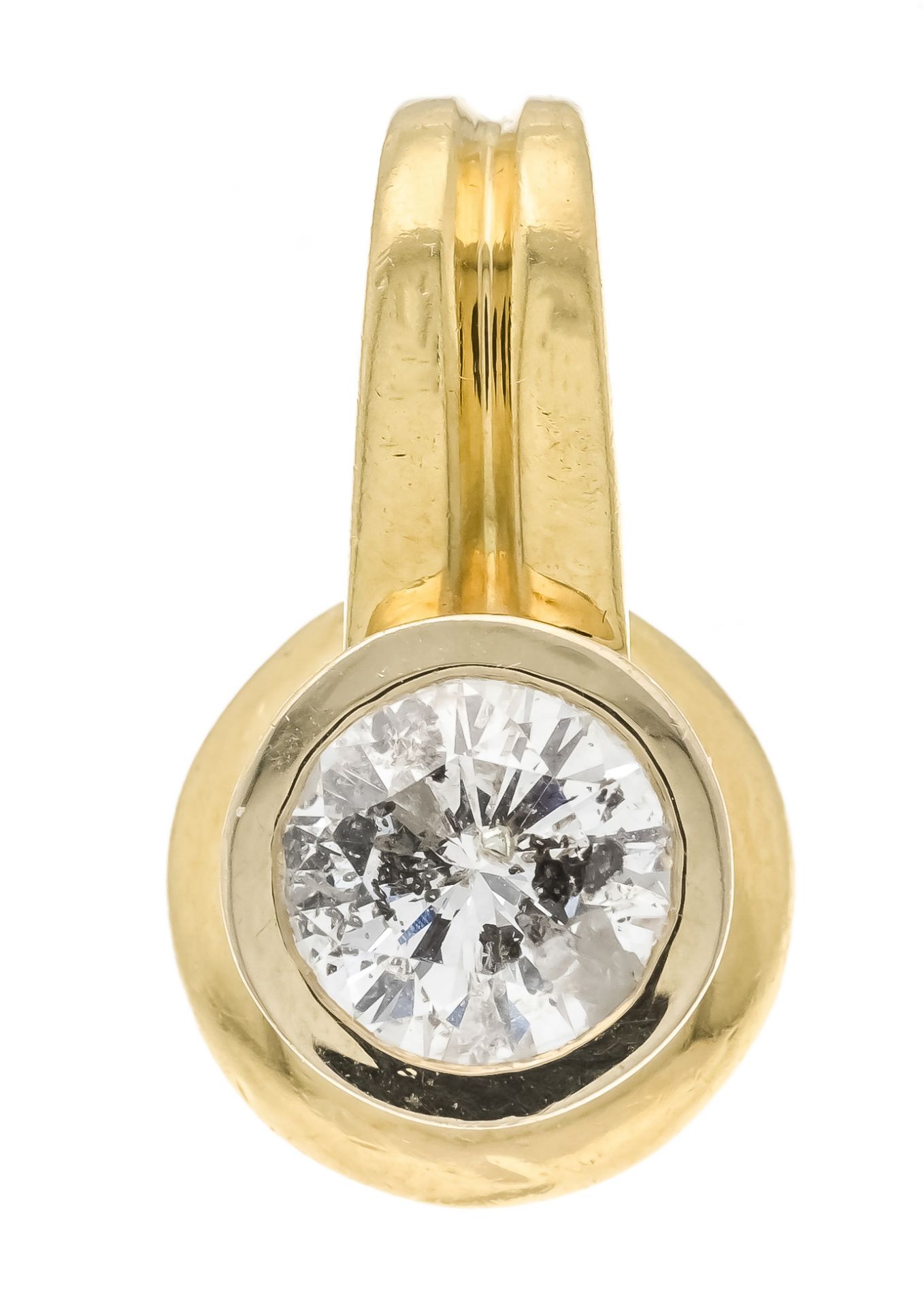 Brilliant-cut diamond solitaire pendant GG 750/000 with one brilliant-cut diamond 0.87 ct slightly