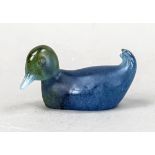 Duck, France, 2nd half 20th century, Daum Nancy, pâte de verre, clear, blue and green glass,