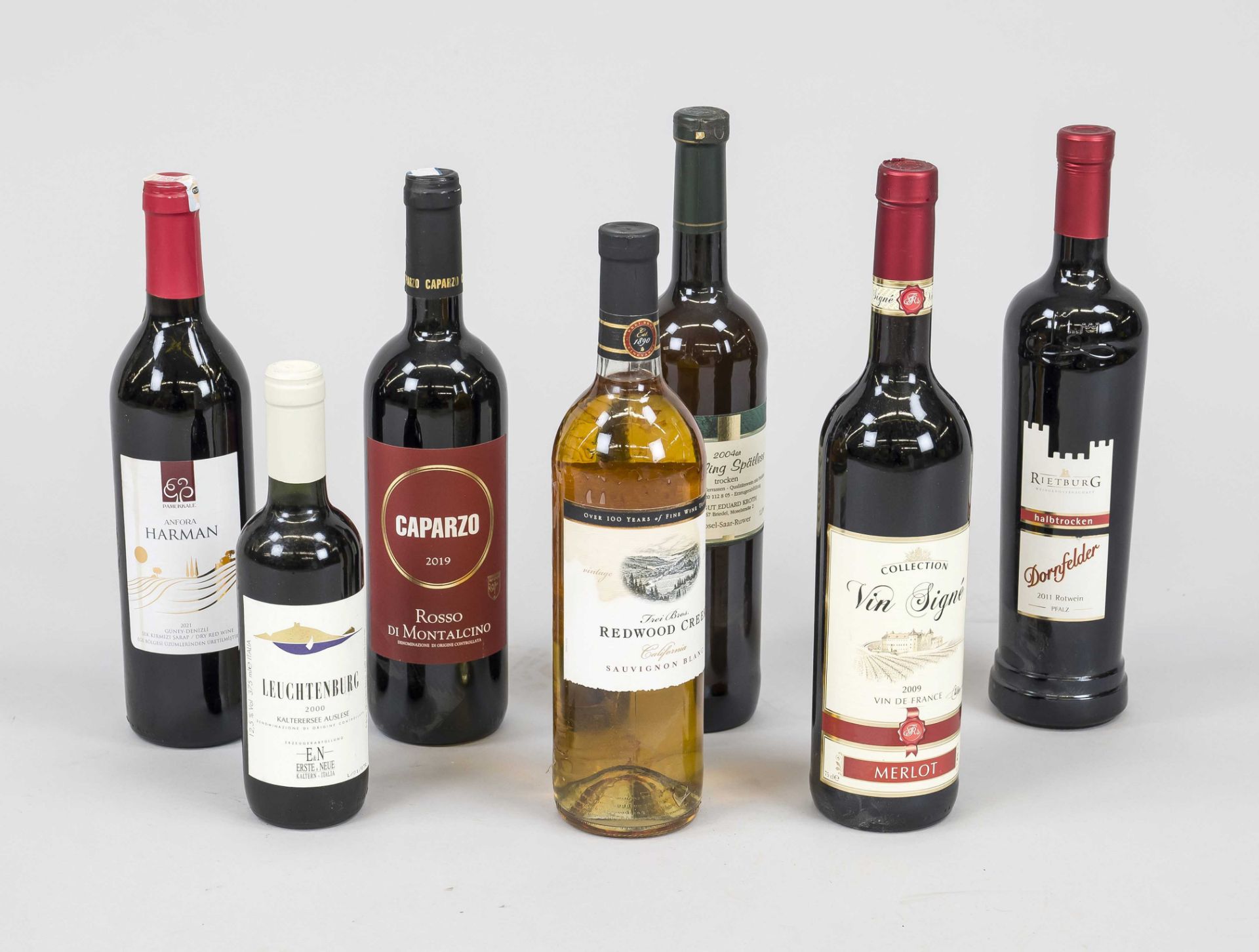 Mixed lot of wine: 12 x 2000er Leuchtenburg 375 ml, plus 6 bottles 750 ml mixed wines. All